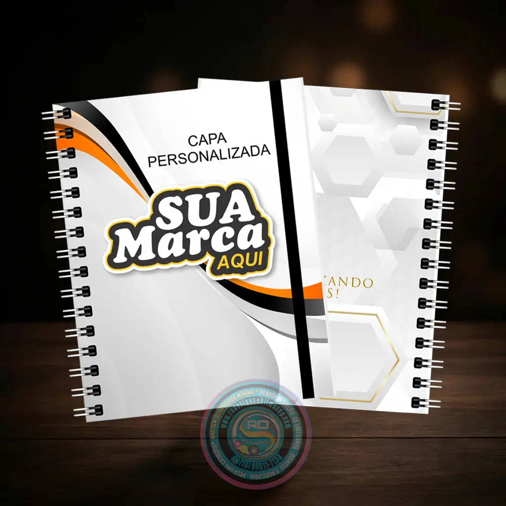 Agenda comercial personalizada com capa e logo da empresa