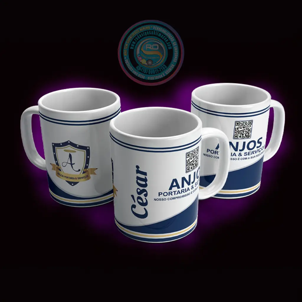 Caneca de cerâmica personalizada com logo de empresa sublimado
