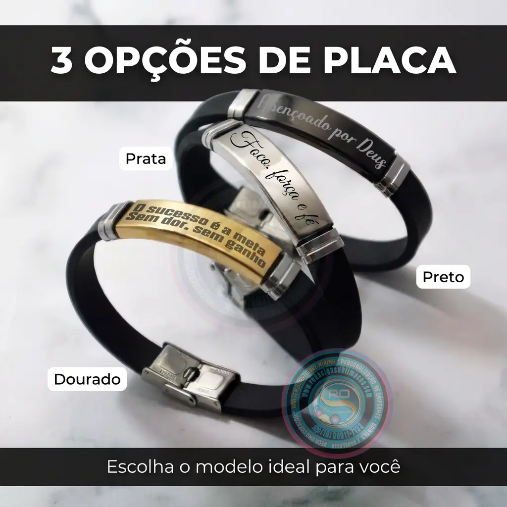 Pulseira de aço inox personalizada com gravação a laser de logo