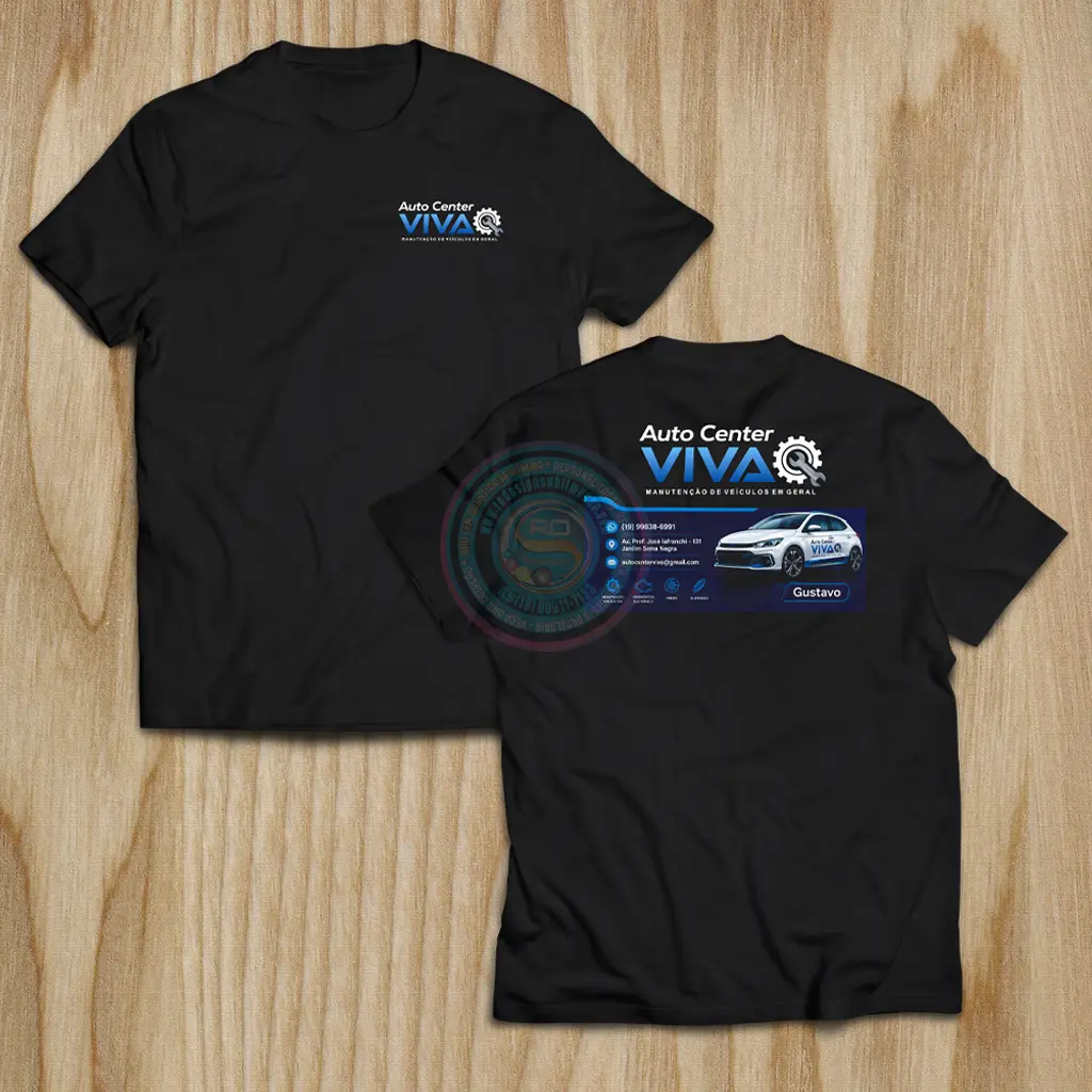 Camiseta personalizada DTF para uniforme de empresa com logo
