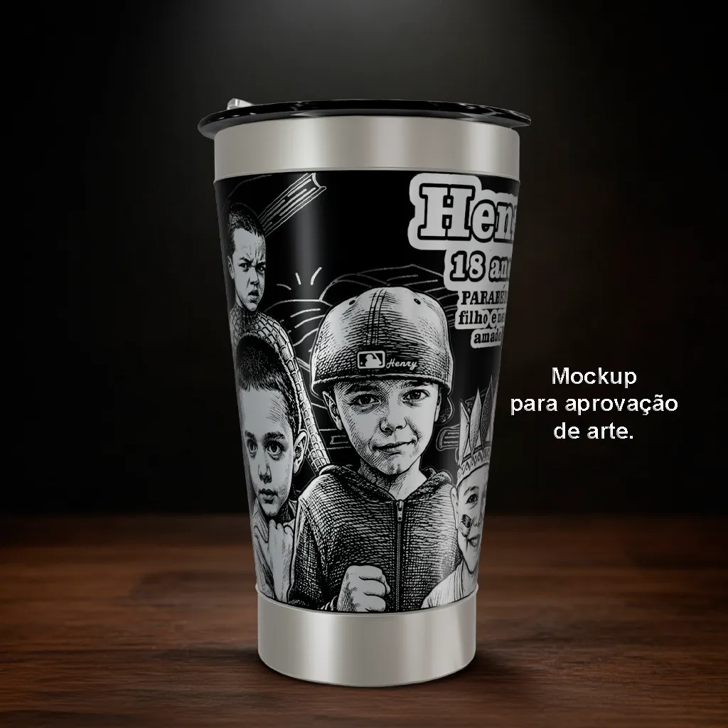 Máquina de gravação a laser personalizando Copo Térmico tipo Stanley