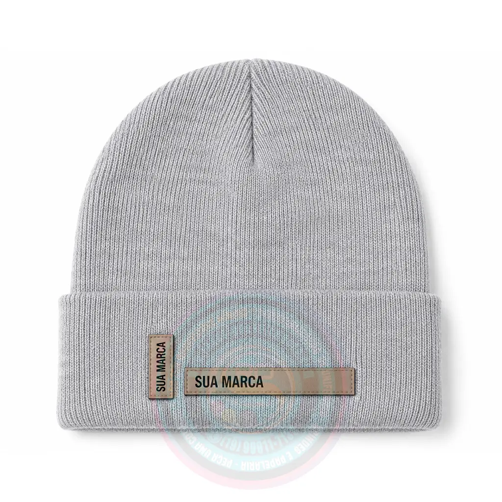 Etiqueta de couro sintético personalizada para gorro