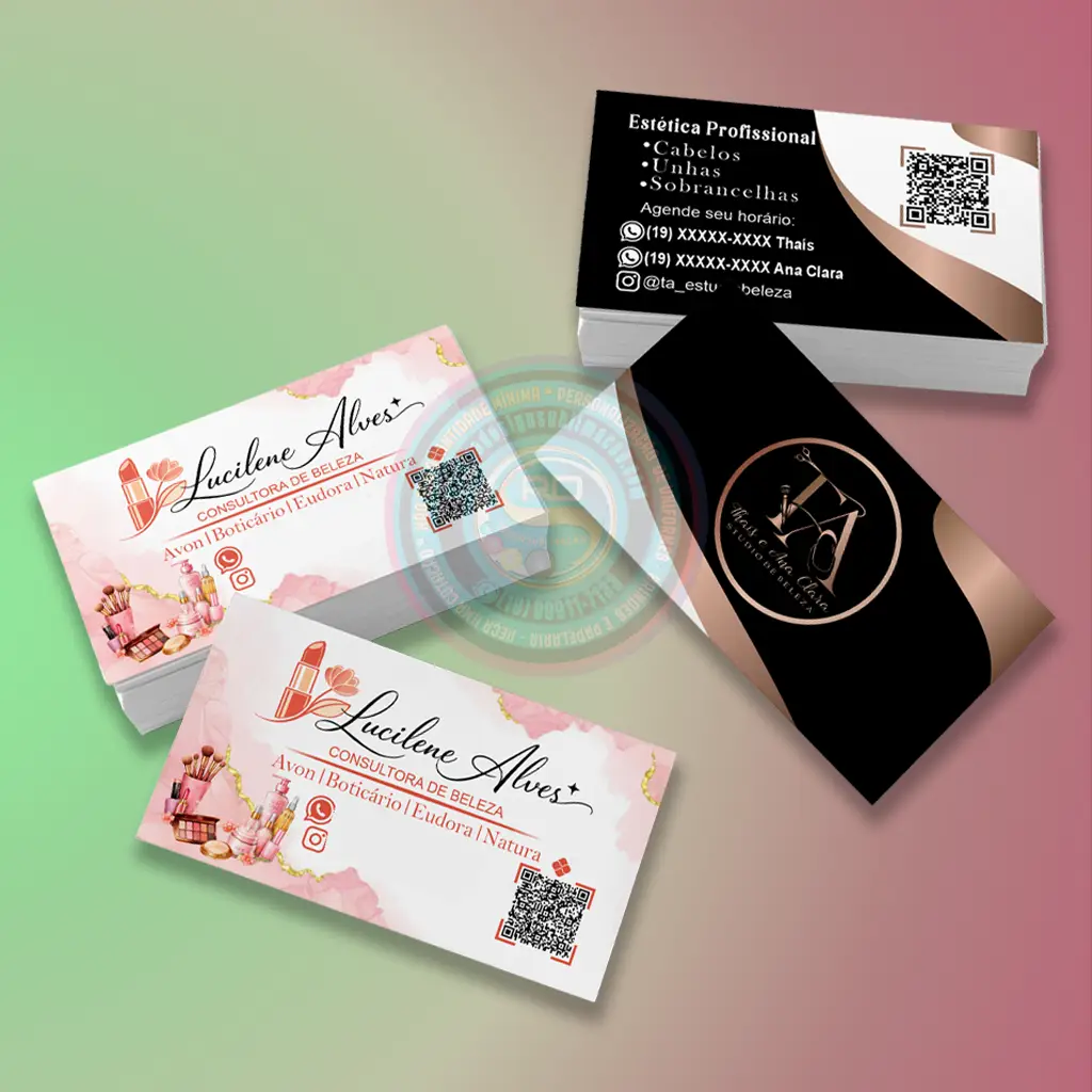 Cartão de visita personalizado com acabamento premium