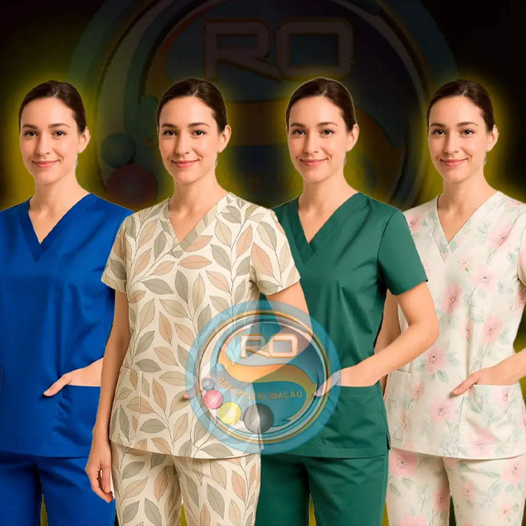 Scrub personalizado para clínica com logo bordado