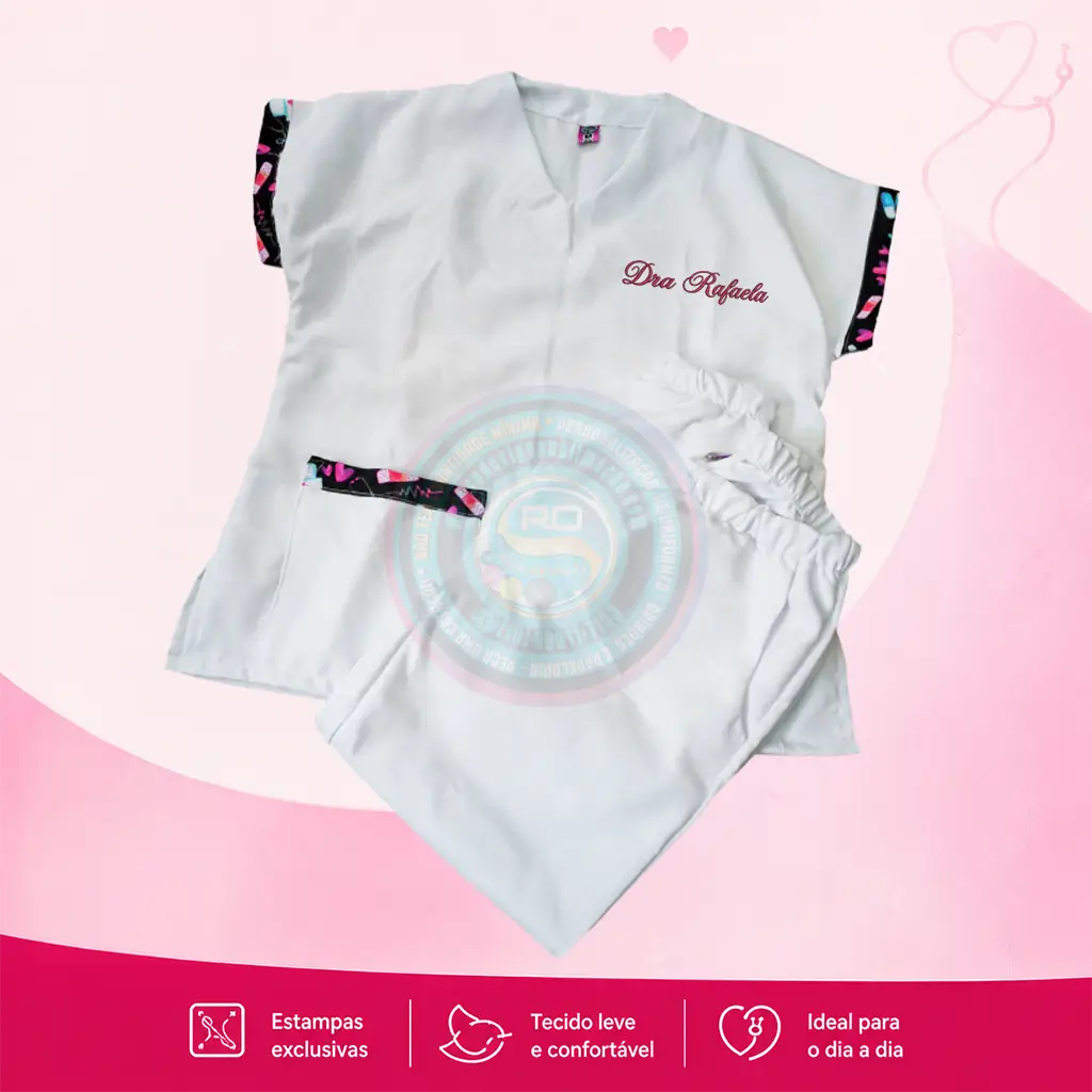 Pijama cirúrgico scrub personalizado com nome bordado