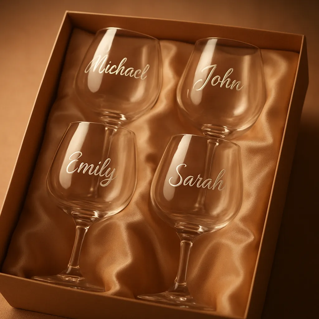 Taça personalizada para casamento com nomes dos noivos e data gravados a laser
