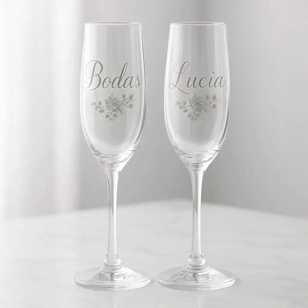 Taça personalizada para bodas de ouro com gravação a laser