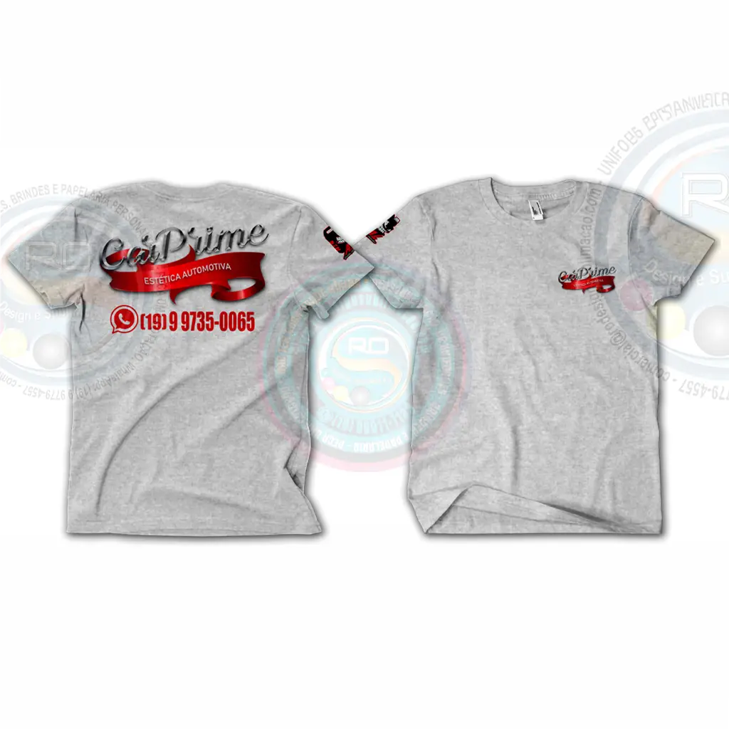 Camiseta cinza mescla personalizada com estampa DTF colorida