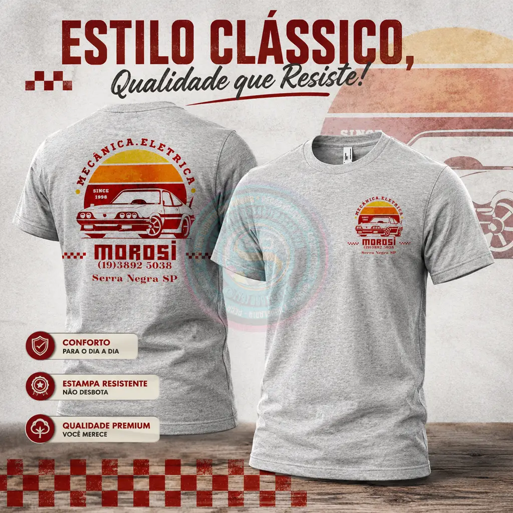 Camiseta cinza mescla personalizada com estampa DTF