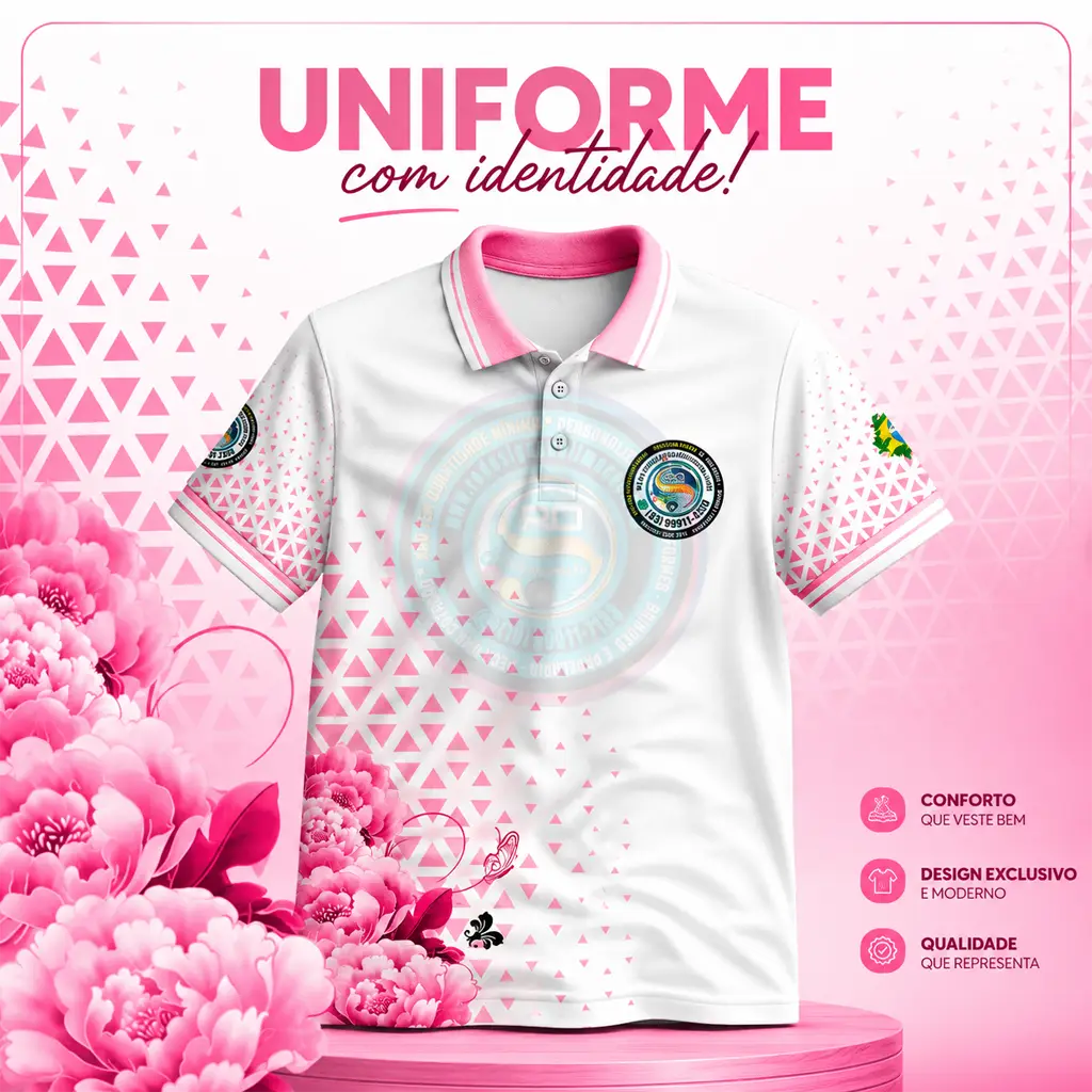 Camiseta polo personalizada com bordado de logo corporativo