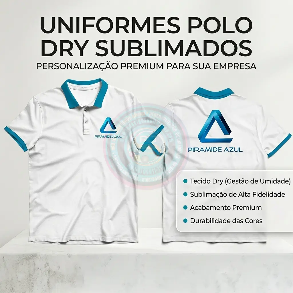 Uniforme empresarial Polo dry personalizada com sublimação