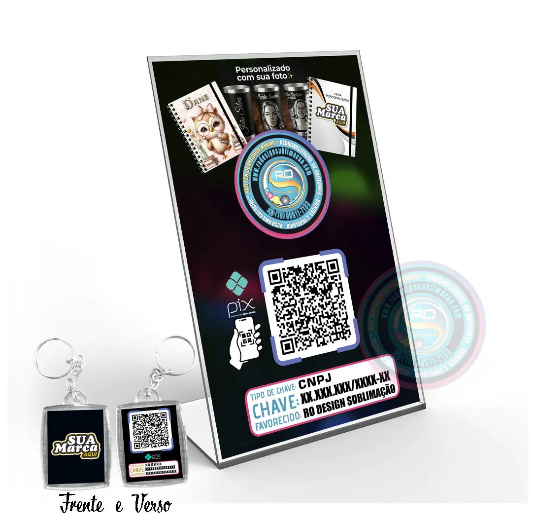 Kit Display QR Code PIX Chaveiro Personalizado com Logo - Serra Negra Shopping 6 Kit Display QR Code PIX Chaveiro Personalizado com Logo - Serra Negra Shopping - Imagem 6