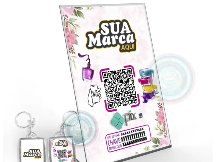 Kit Display QR Code PIX Chaveiro Personalizado com Logo - Serra Negra Shopping