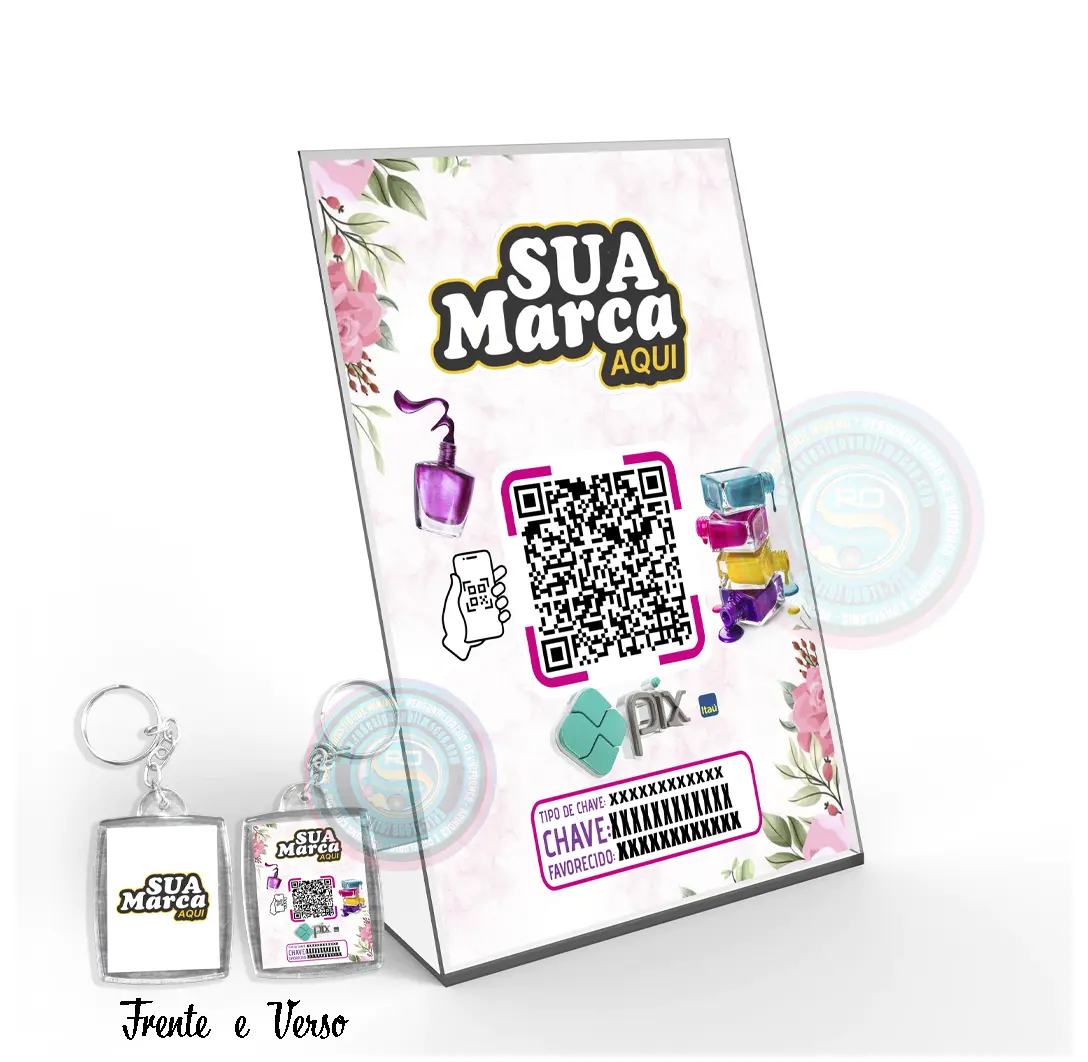 Kit Display QR Code PIX Chaveiro Personalizado com Logo - Serra Negra Shopping 1 Kit Display QR Code PIX Chaveiro Personalizado com Logo - Serra Negra Shopping
