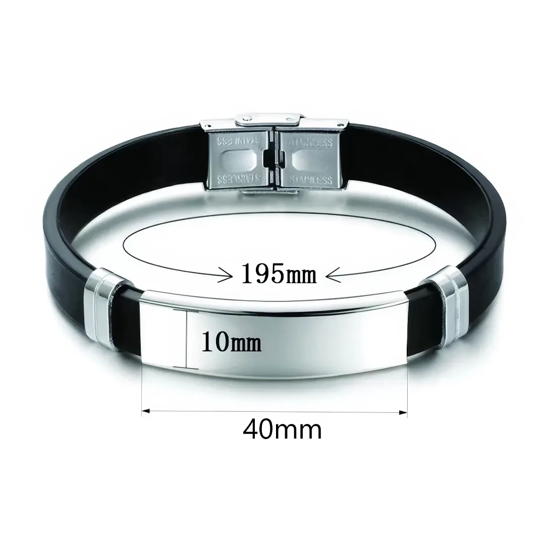 Pulseira personalizada unissex com gravação a laser em aço inox. 4 Pulseira personalizada unissex com gravação a laser em aço inox. - Imagem 4