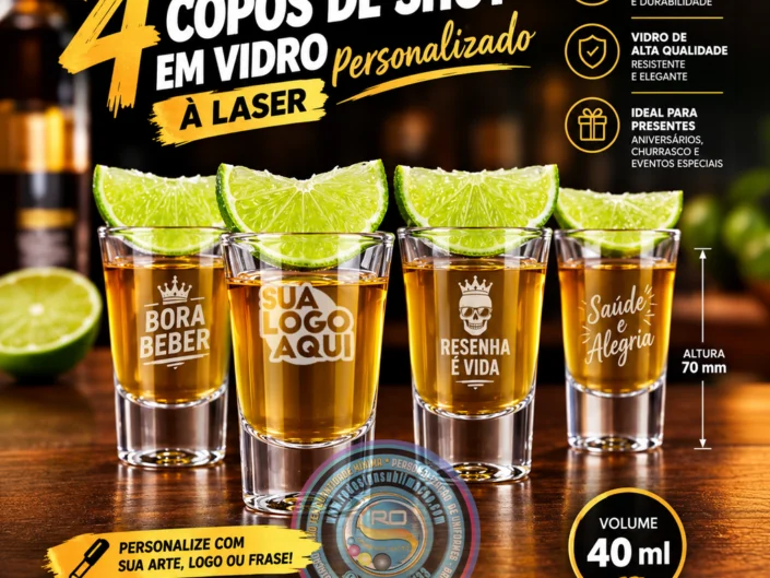 Kit com 4 Copos de Shot em Vidro 40ml | Serra Negra